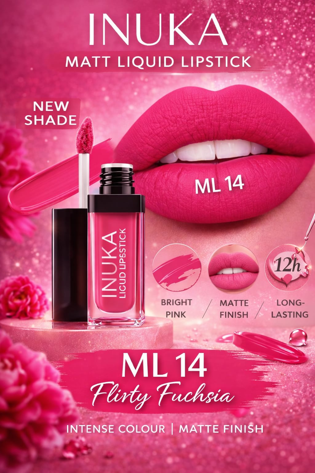 Inuka Liquid Lipstick Flirty Fuschia ML14